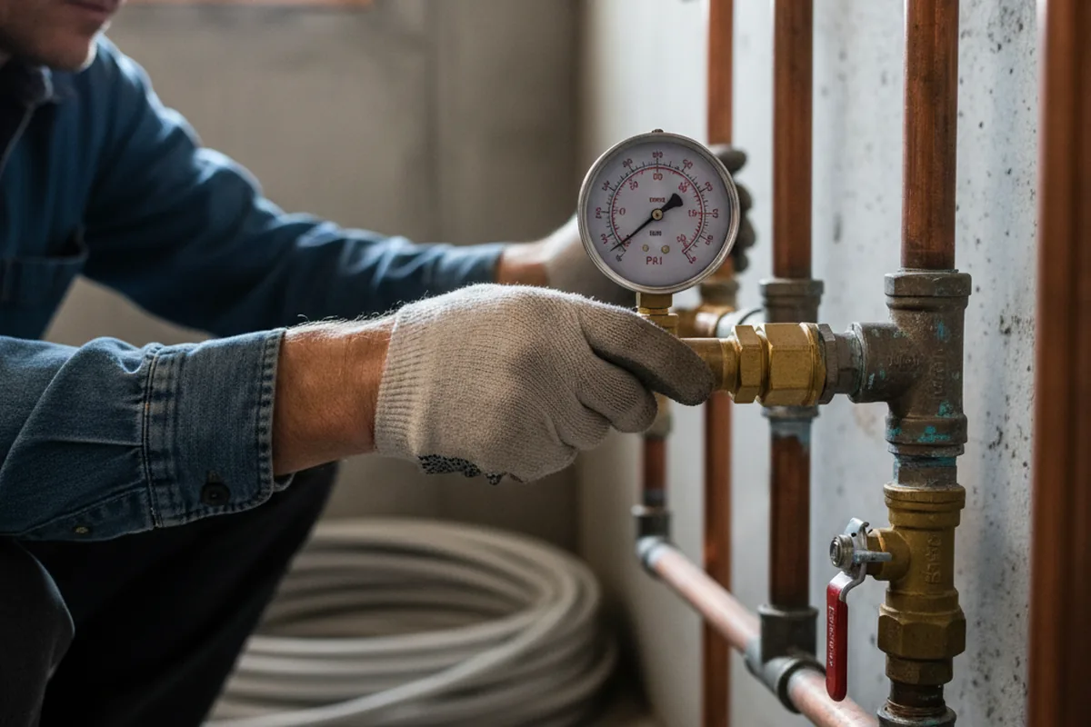Pressure testing a repaired line during Water Line Repair in Mira Loma